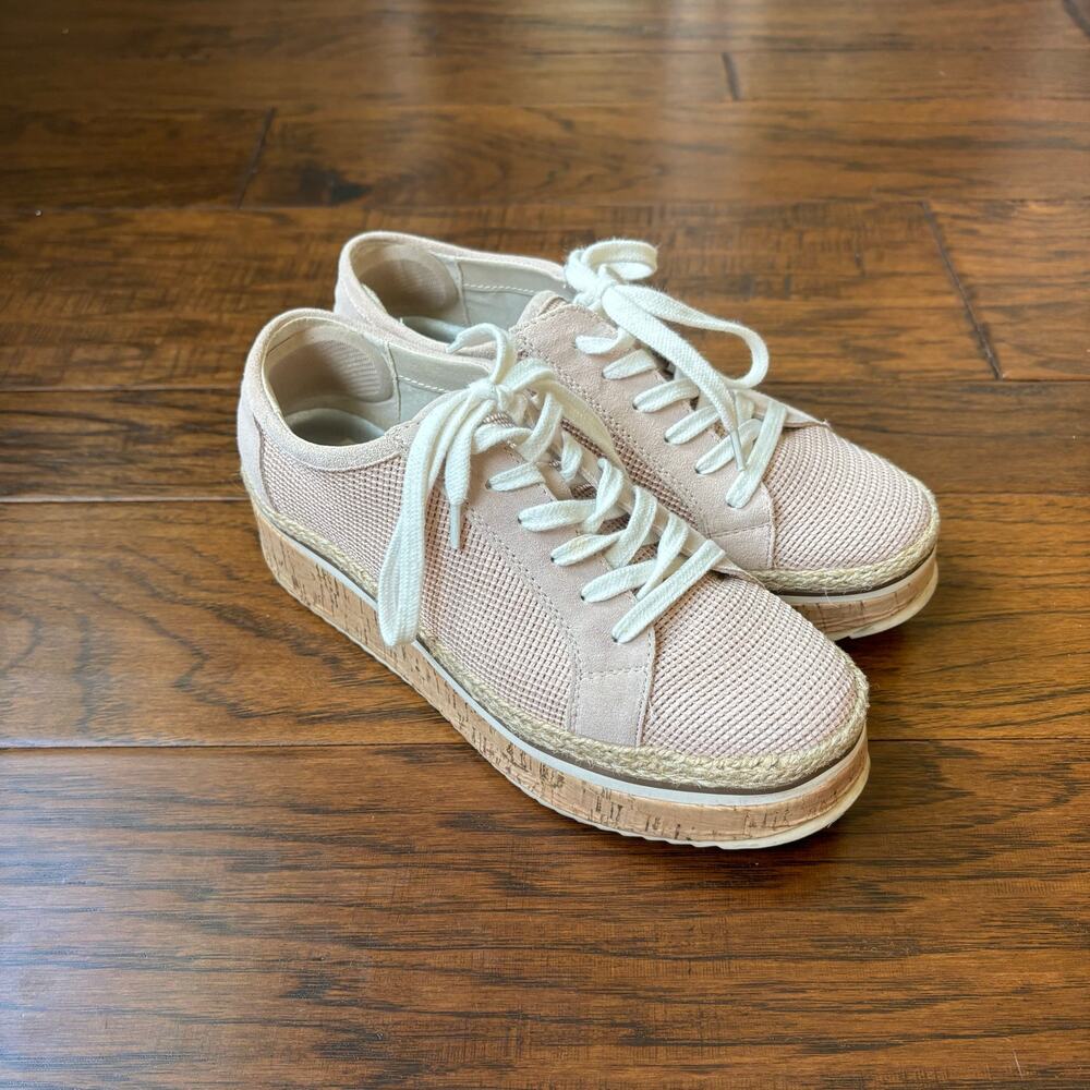 Dolce‎ Vita Telah Women’s Sneaker Neutral Cork Heel Platform Lace-Up Shoes